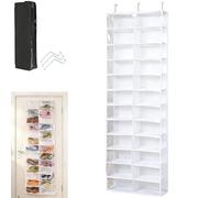 Generisch Organisateur de rangement pour sweats à capuche et chaussures, 26 poches, pour sweats à capuche, chaussures, 160 x 55 cm, pliable à l'arrière de la porte, blanc