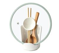 Generisch Organiseur vertical en céramique pour couvercle de casserole | Étagère de rangement pour plan de travail, couvercle de casserole, convient pour planche à découper, spatule, baguettes