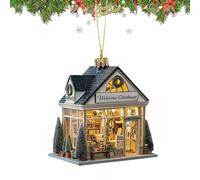 Generisch Ornement de Cottage de Noël - Pendentif Acrylique 2D, Décoration d'hiver festive | Suspension de sac à dos intérieur de voiture, Suspension murale polyvalente de fenêtre, ambiance de