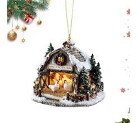 Generisch Ornement de Cottage de Noël - Pendentif Acrylique 2D, Décoration d'hiver festive | Suspension de sac à dos intérieur de voiture, Suspension murale polyvalente de fenêtre, ambiance de