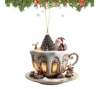 Generisch Ornement de tasse de café - Pendentif de vacances acrylique 2D pour décoration festive - Design maison de neige avec construction légère et fonctionnalité facile pour étagère, lit, lieu de