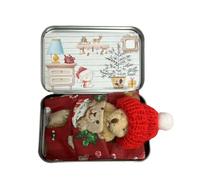 Generisch Ours de poche, petit ours de poche, jouet de poupée en tissu doux, ensemble de cartes d'ours de poche, poupée en peluche pour la fête de Noël, ours de Noël doux