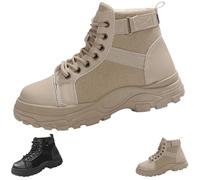 Generisch Paire de bottes hautes en cuir - Bottes courtes chaudes en polaire - Bottines à lacets pour vêtements de travail - Bottes élégantes et antidérapantes - Bottines de transition confortables et