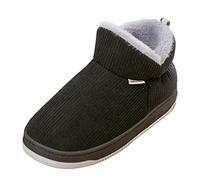 Generisch Paire de chaussons d'hiver décontractés en coton uni pour homme - Crampons épais et chauds - Bottes courtes en coton, Noir , 47 EU