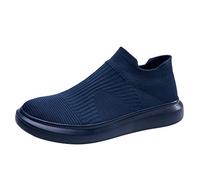 Generisch Paire de chaussures de sport pour homme - Mode d'été - Motif simple - Couleur unie - Chaussures confortables en maille respirante, bleu, 42 EU