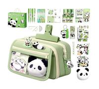 Generisch Panda Set d'écriture | Motif panda | Fournitures scolaires | Trousse avec fermeture éclair | Pour élèves, filles, anniversaire, Noël, rentrée scolaire