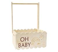 Generisch Panier de fête prénatale - Boîte à articles en bois pour bébé - 50,6 x 34 x 22,8 cm - Avec rail de suspension - Boîtes et boîtes Keepsake pour maternelle - Garde-robe nouveau-né - Panier de