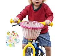 Generisch Panier de vélo en osier en forme de D | Panier de vélo pour enfant pour guidon , sonnette de vélo, serpentins, autocollants - Kit d'accessoires de décoration de vélo