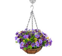 Generisch Panier suspendu de fleurs artificielles - Panier suspendu pour fleurs artificielles en plein air | Fer artificiel fleurs artificielles chaîne panier suspendu pour terrasse pelouse jardin