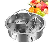 Generisch Panier vapeur en acier inoxydable - Avec 3 séparateurs et deux poignées - Grille vapeur pour légumes - Support de cuisson multifonction - Support de cuisson vapeur pour cuisiner