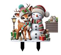 Generisch Panneau de jardin de Noël - 30 cm - Acrylique peint - Décoration de maison extérieure - Poteau festif robuste pour jardin, pots, clôtures, idéal pour l'Avent, les vacances et