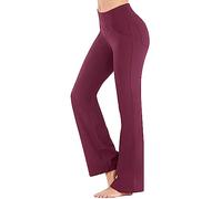 Generisch Pantalon à enfiler pour personnes âgées - Couleur unie - Jambes larges - Pour femme - Taille haute - Pantalon de yoga décontracté - Legging en maille - Noir, rouge, 4XL
