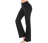Generisch Pantalon à enfiler pour personnes âgées - Couleur unie - Jambes larges - Pour femme - Taille haute - Pantalon de yoga décontracté - Legging en maille - Noir, Noir , 4XL