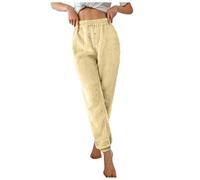 Generisch Pantalon à trous noirs pour femme - Automne et hiver - Couleur unie - Pantalon de sport décontracté et chaud - Pantalon de sport pour femme Pisa, beige, L