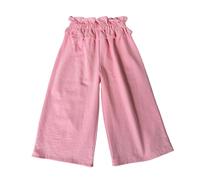 Generisch Pantalon baggy pour fille - Taille élastique à volants - Jambe large - Décontracté - Confortable - Pour enfants - Couleur unie - Coupe ample - Pantalon de loisirs - Pantalon d'été, Rose, 80