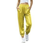 Generisch Pantalon baggy pour filles - Pantalon de jogging à paillettes - Jambe droite - Taille haute - Léger - Pantalon de loisirs tendance et doux - Pantalon softshell de performance - Pantalon de