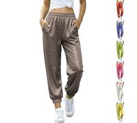 Generisch Pantalon baggy pour filles - Pantalon de jogging à paillettes - Jambe droite - Taille haute - Léger - Pantalon de loisirs tendance et doux - Pantalon softshell de performance - Pantalon de