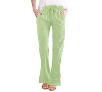 Generisch Pantalon bootcut pour femme avec poches, coton respirant et léger, taille moyenne, coupe droite, pantalon évasé, pantalon d'été, pantalon de plage, sportif, décontracté, pantalon évasé 2025