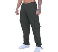 Generisch Pantalon cargo baggy pour homme : pantalon de sport avec cordon de serrage pantalon de jogging avec de nombreuses poches pantalon de survêtement jambe droite pantalon d'extérieur couleur