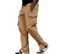 Generisch Pantalon cargo baggy pour homme : pantalon de travail avec de nombreuses poches pantalon d'extérieur avec bouton vers le bas pantalon de randonnée léger pantalon de trekking slim fit