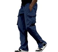 Generisch Pantalon cargo baggy pour homme : pantalon de travail avec de nombreuses poches pantalon d'extérieur avec bouton vers le bas pantalon de randonnée léger pantalon de trekking slim fit