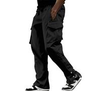 Generisch Pantalon cargo baggy pour homme : pantalon de travail avec de nombreuses poches pantalon d'extérieur avec bouton vers le bas pantalon de randonnée léger pantalon de trekking slim fit