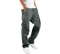 Generisch Pantalon cargo baggy pour homme - Respirant - Couleur unie - Pantalon de sport confortable - Séchage rapide - Pantalon chino avec plusieurs poches et élastique, gris, 3XL
