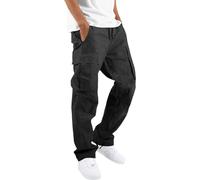 Generisch Pantalon cargo baggy pour homme - Respirant - Couleur unie - Pantalon de sport confortable - Séchage rapide - Pantalon chino avec plusieurs poches et élastique, Noir , M