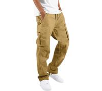 Generisch Pantalon cargo baggy pour homme - Respirant - Couleur unie - Pantalon de sport confortable - Séchage rapide - Pantalon chino avec plusieurs poches et élastique, kaki, M