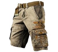 Generisch Pantalon cargo de mythologie nordique pour les aventures en plein air, short multi-poches, jaune, S