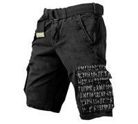 Generisch Pantalon cargo de mythologie nordique pour les aventures en plein air, short multi-poches, Noir , 4XL
