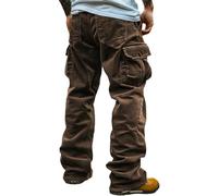 Generisch Pantalon cargo en velours côtelé pour homme - Pantalon de randonnée pour homme - Pantalon de jogging - Pantalon d'extérieur avec plusieurs poches - Vintage - Pantalon de loisirs - Pantalon