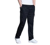 Generisch Pantalon cargo long pour homme : pantalon de randonnée avec plusieurs poches pantalon d'extérieur surdimensionné pantalon de trekking résistant à l'abrasion pantalon d'escalade couleur unie