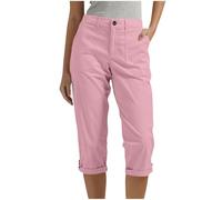 Generisch Pantalon cargo pour femme, coupe large, confortable, extensible, taille haute, ample, oversize, blanc chaud, élastique, long, pour l'automne, le travail, la vie quotidienne