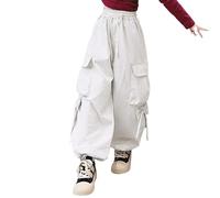Generisch Pantalon cargo pour fille Combinaison décontractée à jambes larges Pantalon de danse de rue pour enfants Vêtements Filles 12 ans, Gris clair., 8-9 ans