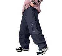 Generisch Pantalon cargo pour garçon, pantalon de jogging décontracté avec poches pratiques, vêtement de jeu d'extérieur confortable, idéal pour les activités de 4 à 15 ans, Marine, 10-11 ans