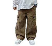Generisch Pantalon cargo pour garçon - Pantalon d'été pour enfant - Confortable - Pantalon de jogging léger et respirant - Pantalon de loisirs pour le sport et la vie quotidienne, café, 10-11 ans