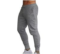 Generisch Pantalon cargo pour homme - Avec cordon de serrage - Mode - Loisirs - Sport - Course - Couleur unie - À lacets - Pantalon de peintre - Pour homme, gris foncé, S