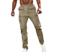 Generisch Pantalon cargo pour homme avec coupe décontractée, pantalon de sport polyvalent avec cordon de serrage, poches pratiques pour les activités de plein air