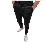 Generisch Pantalon cargo pour homme avec coupe décontractée pour le sport et les activités de plein air avec poches pratiques et cordon de serrage réglable, Noir , S