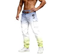 Generisch Pantalon cargo pour homme avec dégradé de couleur dip-dye élégant - Pantalon de loisirs d'été avec logo palmier - Pantalon en tissu tendance pour les vacances et les loisirs, Style_c03