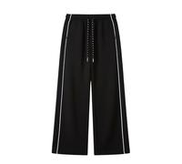 Generisch Pantalon cargo pour homme - En molleton doux - Cordon de serrage - Deux bandes blanches sur les côtés - Coupe ample - Coupe surdimensionnée - Pour tous les jours - Entraînement - Couleur
