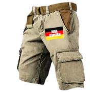 Generisch Pantalon cargo pour homme : le short d'été décontracté pour homme avec poches est un short de sport décontracté et confortable, respirant, beige, XXL