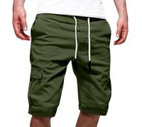 Generisch Pantalon cargo pour homme - Pantalon court respirant - Pantalon de loisirs - Multi poches - Pantalon d'été avec poches et élastique - Pantalon de course uni - Pantalon de trekking pour le