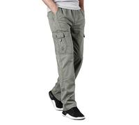 Generisch Pantalon cargo pour homme pour la vie quotidienne et le travail. Coupe ample avec poches. Jambe droite pour un style polyvalent et un confort optimal., gris, 4XL