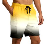 Generisch Pantalon cargo pour homme - Séchage rapide - Oversize - Court - Avec dégradé de couleur - Pantalon cargo hawaïen - Pantalon de sport d'été avec élastique - Short léger - Short de loisirs
