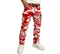 Generisch Pantalon cargo résistant pour le travail et les loisirs, avec de nombreuses poches, confortable pour les aventures en plein air, la randonnée et les loisirs., Rouge pastèque, 3XL