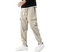Generisch Pantalon cargo sans cheville pour homme avec poches pratiques pour les activités sportives, le style urbain et les loisirs
