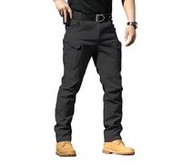 Generisch Pantalon cargo stretch pour homme - Pantalon de loisirs - En softshell - Confortable - Coupe ajustée - Résistant - Pour la randonnée, les voyages, la vie quotidienne, Noir , M