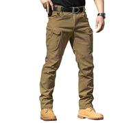 Generisch Pantalon cargo stretch pour homme - Pantalon de loisirs - En softshell - Confortable - Coupe ajustée - Résistant - Pour la randonnée, les voyages, la vie quotidienne, marron, XXL
